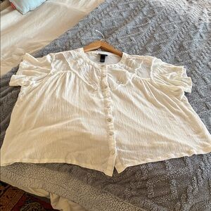 Anthropology White Button-Up Women's Top Size Medium